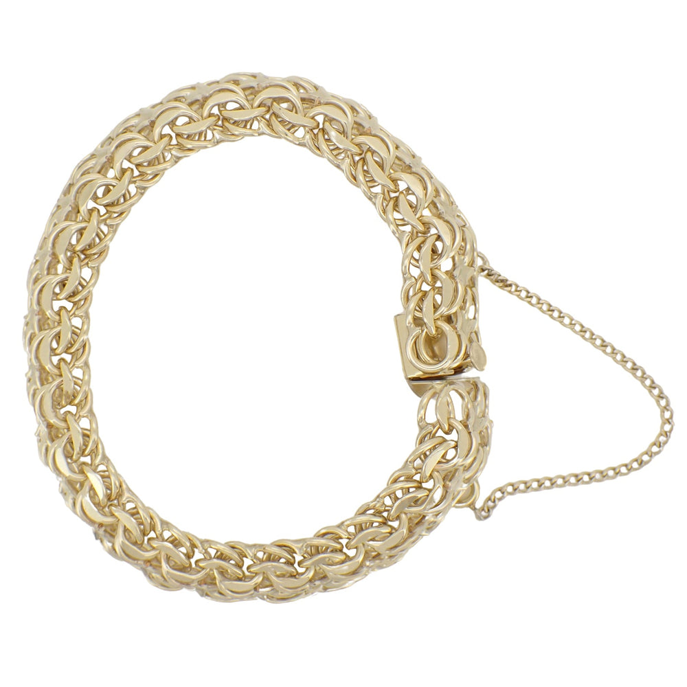 Heavy Estate 1960's Quad Link Charm Bracelet - 12K Yellow Gold Filled - 7.25 Inches