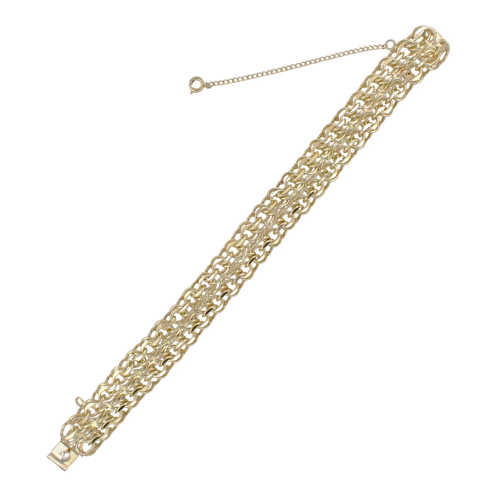 Heavy Estate 1960's Quad Link Charm Bracelet - 12K Yellow Gold Filled - 7.25 Inches - Item: GFBR15 - Image: 2