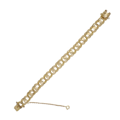 Linked Hearts 1960's Vintage 12K Yellow Gold Filled Triple Link Charm Bracelet - 7.5 Inches - alternate view