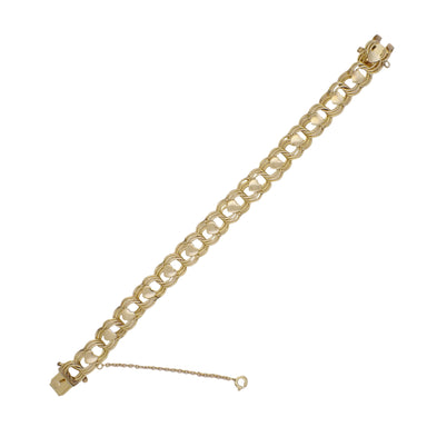 Linked Hearts 1960's Vintage 12K Yellow Gold Filled Triple Link Charm Bracelet - 7.5 Inches - alternate view