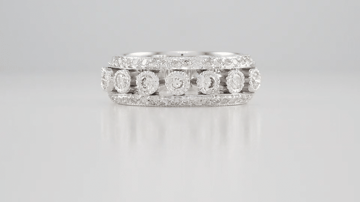 Galaxy of Love Diamond Anniversary / Wedding Band in 14 Karat White Gold - 7mm Wide - Item: R820 - Image: 5