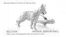 German Shepherd Cufflinks in Sterling Silver