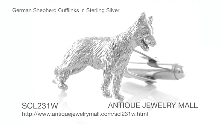 German Shepherd Cufflinks in Sterling Silver - Item: SCL231W - Image: 5