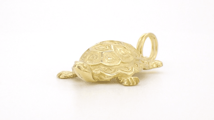 Turtle Charm Pendant in 14 Karat Yellow Gold - Item: C802 - Image: 5