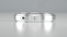 Starburst Grooved Edge 1950's Blue Sapphire Wedding Band in 14K White Gold - 4mm Wide