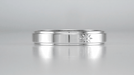 Grooved Edge Starburst Diamond Wedding Band in White Gold - 4mm Wide - 14K or 18K