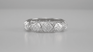 Hancock Art Deco Filigree Vintage Diamond Wedding Band in Platinum - Size 6 1/2 - alternate view