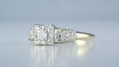Heartlock Retro 1950's Illusion Vintage Diamond Engagement Ring in Mixed Metal 14K Yellow and White Gold