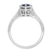 Hexagon Art Deco Filigree Blue Sapphire Engagement Ring in 14 Karat White Gold