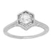 Hexagon Art Deco White Sapphire Filigree Engagement Ring in 14K White Gold