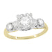 Square Top 1950's Vintage Diamond Engagement Ring in 14K Two-Tone White and Yellow Gold
