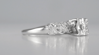Kiley 1940's Retro Modern Vintage Diamond Engagement Ring in 14 Karat White Gold - alternate view