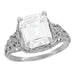 4 Carat Emerald Cut Lab Grown Diamond Edwardian Vintage-Inspired Engagement Ring in 14 Karat White Gold