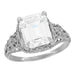 4 Carat Emerald Cut Lab Grown Diamond Edwardian Vintage-Inspired Engagement Ring in 14 Karat White Gold