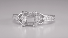 Loving Hearts 3/4 Carat Antique Style Platinum Art Deco Engraved Engagement Ring Setting