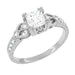 Loving Hearts 1 Carat Princess Cut Diamond Antique Style Engraved Art Deco Engagement Ring in White Gold