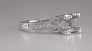 Loving Hearts Art Deco 1 Carat Round or Princess Cut Diamond Engraved Antique Style Platinum Engagement Ring Setting