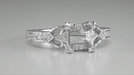 Loving Hearts Art Deco Engraved Vintage Style Engagement Ring Setting in White Gold for a 3/4 Carat Princess or Round Diamond