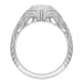 Art Deco Filigree Engraved 3/4 Carat Diamond Low Profile Engagement Ring in White Gold - 14K or 18K