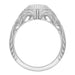Art Deco Filigree Engraved 3/4 Carat Diamond Low Profile Engagement Ring in White Gold - 14K or 18K