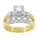 Lucky Clover Vintage 1950s Mixed Metals Yellow & White Gold Diamond Wedding & Engagement Ring Set