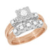Lucky Clover Vintage 1950s Two-Tone Rose Gold & White Gold Diamond Wedding & Engagement Ring Set