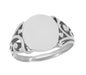 Men's Baroque Filigree Victorian Oval Signet Ring in 14 Karat White Gold