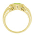 Free Form Art Deco Men's Peridot Ring in 14 Karat Yellow Gold
