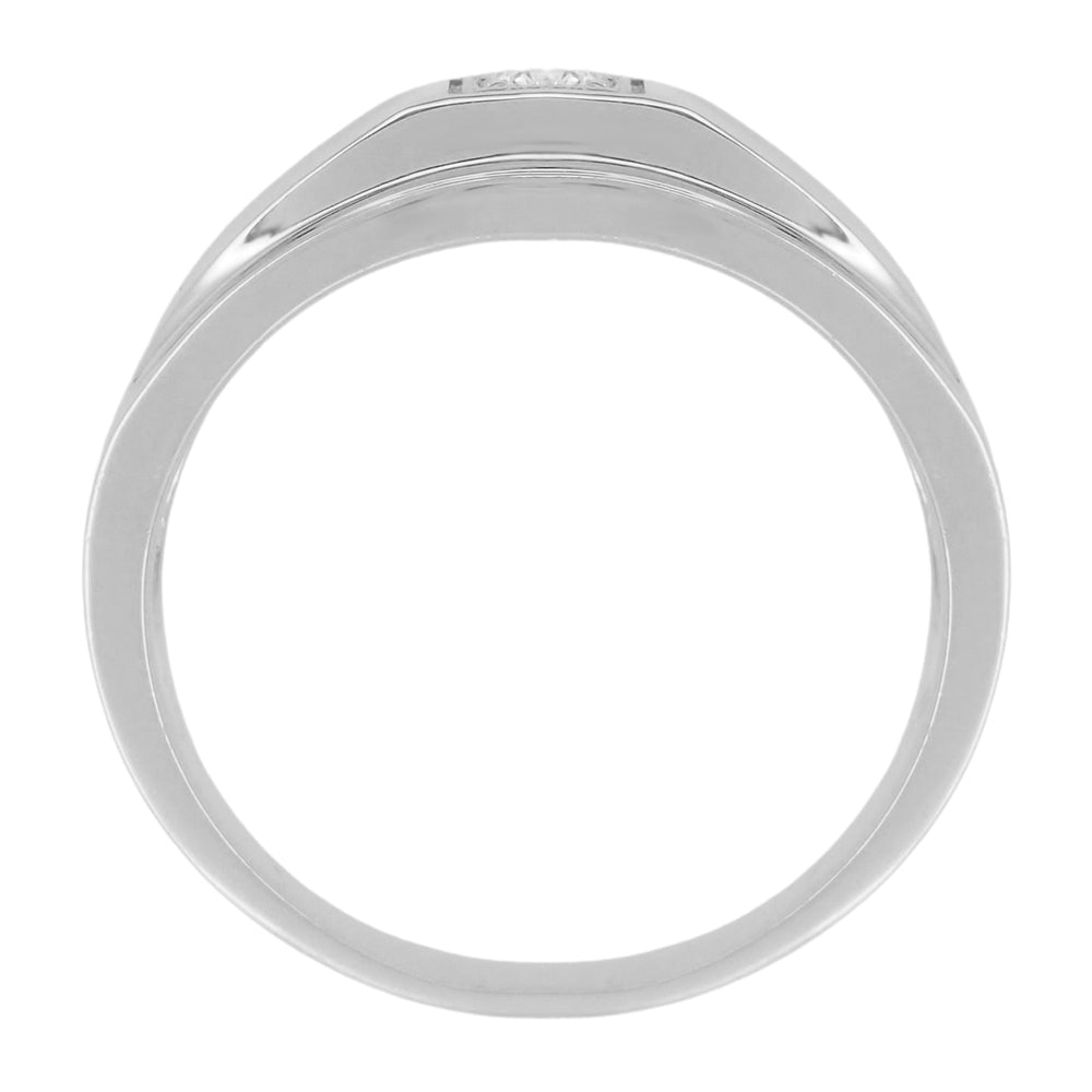 1950's Design Men's Mid Century Retro Moderne Diamond Ring in White Gold - Item: MR116W10-LC - Image: 2