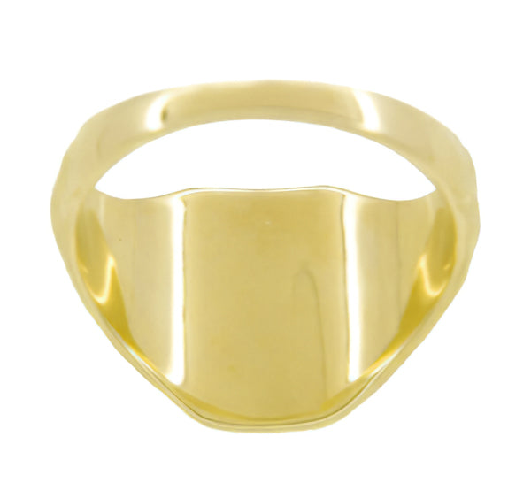 Men's Victorian Square Signet Ring in Yellow Gold with Engraved Shoulders - Item: MR119Y10 - Image: 3