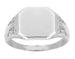 Antique Style Chased Victorian Square Signet Ring in White Gold