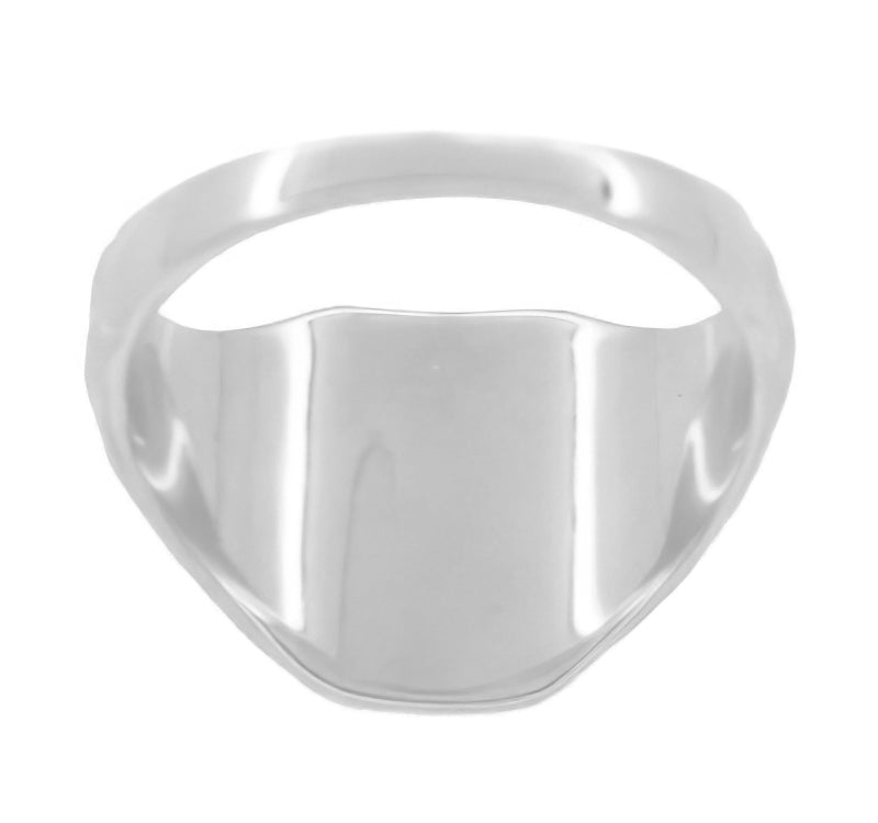 Antique Style Chased Victorian Square Signet Ring in White Gold - Item: MR119W10 - Image: 3