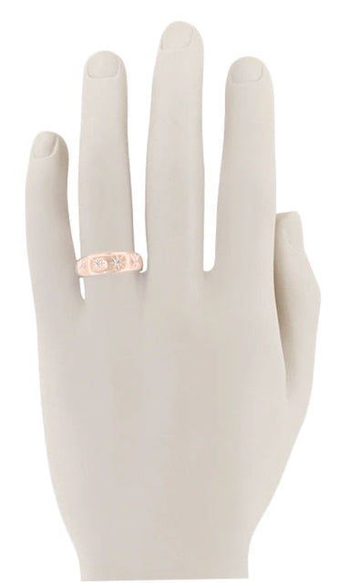 Mid Century Modern Rose Gold Diamond Starburst Tapered Men's Wedding Band - alternate view