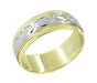 Men's Antique Eternity Ovals Wedding Band Ring in 14 Karat Yellow and White Gold