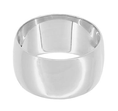 Domed 10 mm Wide Wedding Band in 14 Karat White Gold - alternate view