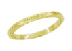 Art Deco Yellow Gold Thin Wedding Band with Wheat Engraving on Three Sides - 2.3mm Wide