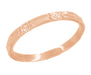Art Deco Sculptural Floral Wedding Band in 14 Karat Rose Gold - 2.5mm Wide