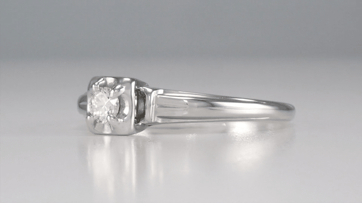 Macie 1930's Vintage Diamond Engagement Ring in 18K White Gold - Item: R749 - Image: 3
