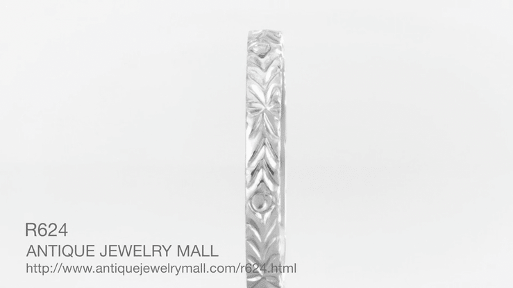 Mardi Gras Retro Carved Wedding Band in White Gold - 3mm Wide - Item: R624W10 - Image: 4