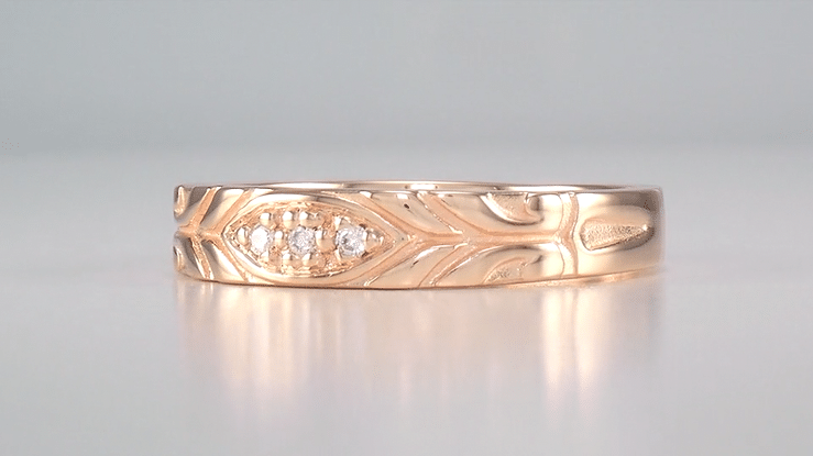 Men's 14K Rose Gold 1950's Jadan Wedding Band with Diamonds - Item: R852R-LC - Image: 4