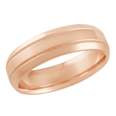 Men's 6mm Rose Gold Wedding Band with Double Milgrain - Vintage 1960's Style