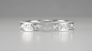 Mens Art Deco Antique Style Engraved Floral Fan Millgrain Edged Wedding Ring in White Gold | 4mm