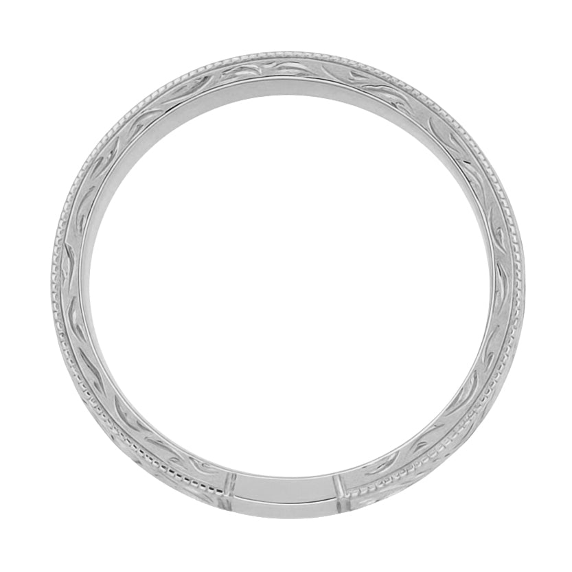 Men's Art Deco Scrolls Engraved 4mm Wide Wedding Band in Platinum - Item: WR199MP - Image: 4