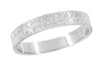 Mens Art Deco Vintage Design Engraved Wheat Wedding Ring in 10K, 14K, or 18K White Gold