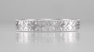 Mens Art Deco Vintage Design Engraved Wheat Wedding Ring in 10K, 14K, or 18K White Gold