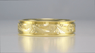 Yellow Gold Men's Hand Engraved Art Deco Scrolls 6mm Vintage Style Western Wedding Band