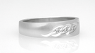 Mid Century Modern Grooved Mens Diamond Wedding Ring in 14K White Gold