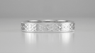 Mid Century Modern Interlocking Chevrons Engraved Wedding Band in White Gold - 4mm