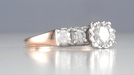 Mid Century Retro Modern Mixed Metal 14 Karat White and Rose Gold Diamond Engagement Ring - 0.81 Ct. Tw.