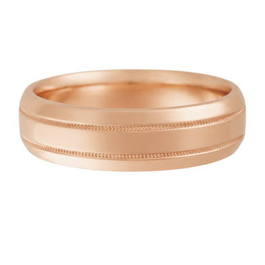 Men's 6mm Rose Gold Wedding Band with Double Milgrain - Vintage 1960's Style - alternate view